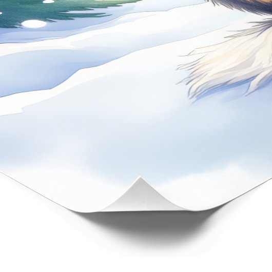 Entlebucher Mountain Dog Snowy Forest Santa Poster (Ecke)