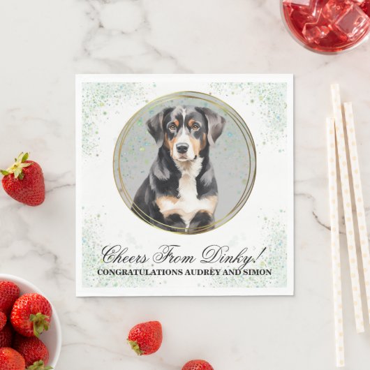 Entlebucher Mountain Dog Wedding Foto Napkins Serviette (Beispiel)