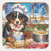 Entlebucher Mountain Holiday Baking: Festlich Quadratischer Aufkleber (Vorderseite)