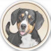 Entlebucher Mountain Hunde Malerei Original Hunde  Aufkleber (Vorderseite)