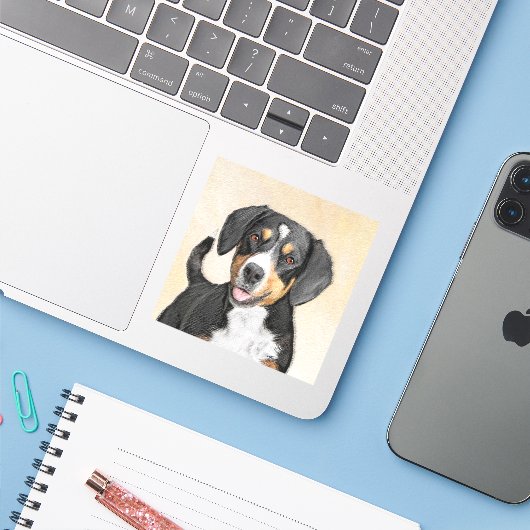Entlebucher Mountain Hunde Malerei Original Hunde  Aufkleber (Laptop mit iPhone)