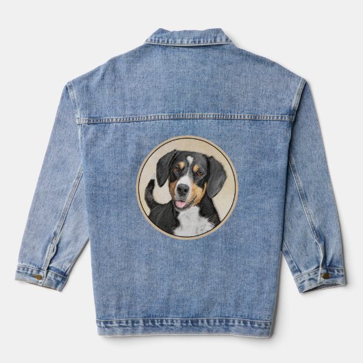 Entlebucher Mountain Hunde Malerei Original Hunde  Jeansjacke (Rückseite)