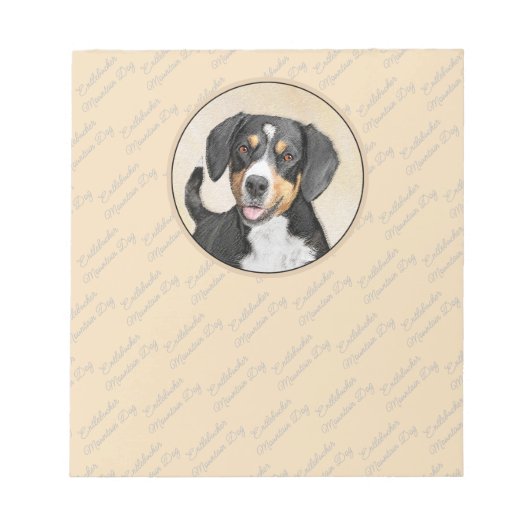 Entlebucher Mountain Hunde Malerei Original Hunde Notizblock (Vorderseite)