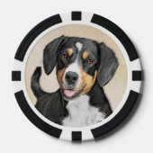 Entlebucher Mountain Hunde Malerei Original Hunde Pokerchips (Vorderseite)