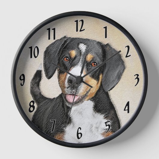 Entlebucher Mountain Hunde Malerei Original Hunde  Uhr (Vorderseite)
