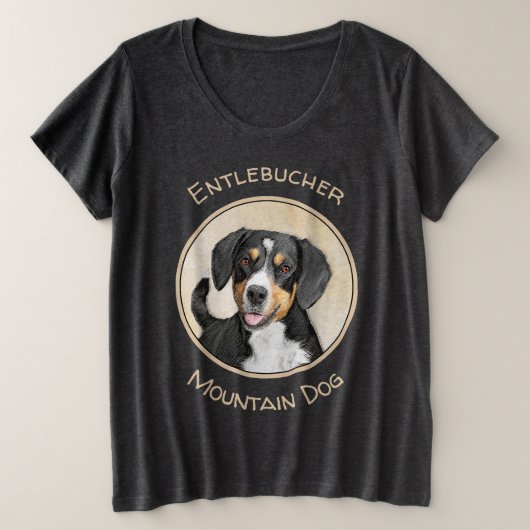 Entlebucher Mountain Hunde Malerei - Originelle Ku Große Größe T-Shirt (Design vorne)