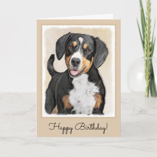Entlebucher Mountain Hunde Malerei - Originelle Ku Karte (Vorderseite)