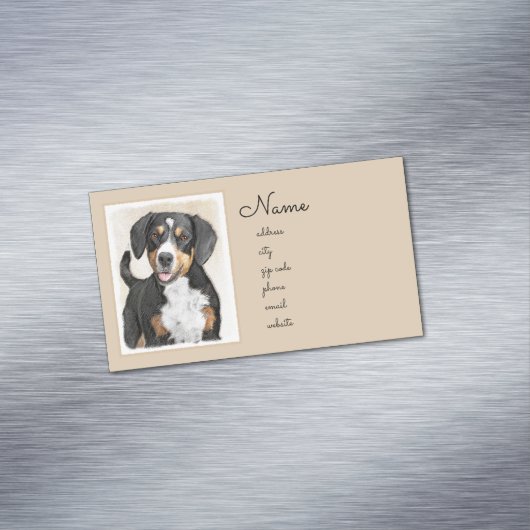 Entlebucher Mountain Hunde Malerei - Originelle Ku Magnetische Visitenkarte (Beispiel)