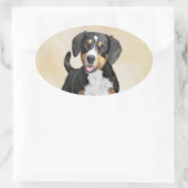 Entlebucher Mountain Hunde Malerei - Originelle Ku Ovaler Aufkleber (Tasche)
