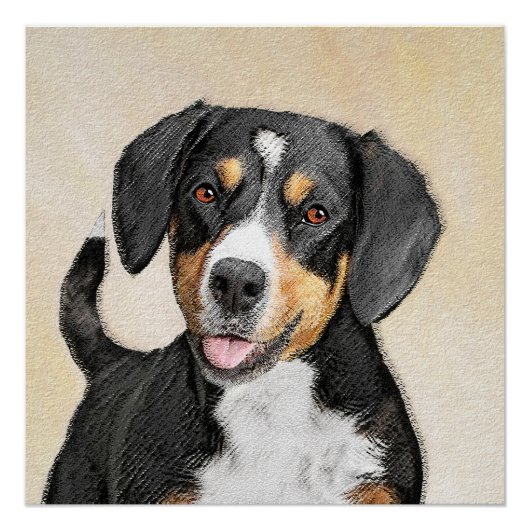 Entlebucher Mountain Hunde Malerei - Originelle Ku Poster (Vorderseite)