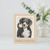 Entlebucher Mountain Hunde Malerei - Originelle Ku Postkarte (Stehend Vorderseite)