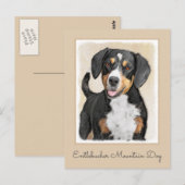 Entlebucher Mountain Hunde Malerei - Originelle Ku Postkarte (Vorne/Hinten)