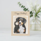 Entlebucher Mountain Hunde Malerei - Originelle Ku Postkarte (Stehend Vorderseite)