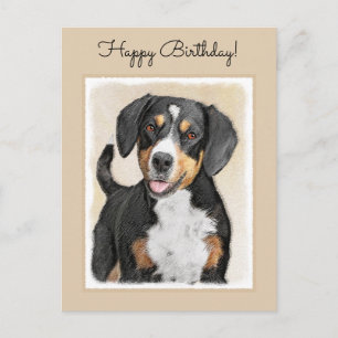 Entlebucher Mountain Hunde Malerei - Originelle Ku Postkarte