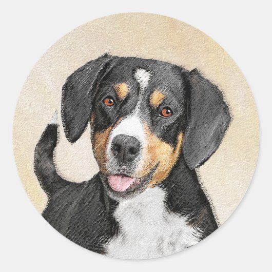 Entlebucher Mountain Hunde Malerei - Originelle Ku Runder Aufkleber (Vorderseite)