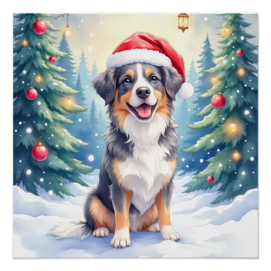 Entlebucher Sennenhund Schneewald Santa Poster (Vorderseite)