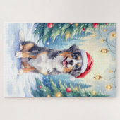 Entlebucher Sennenhund Schneewald Santa Puzzle (Horizontal)