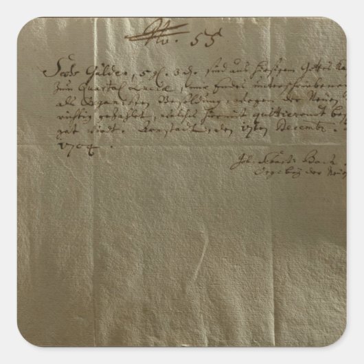 Entlohnung Eingang, 17. Dezember 1704 Quadratischer Aufkleber (Vorderseite)