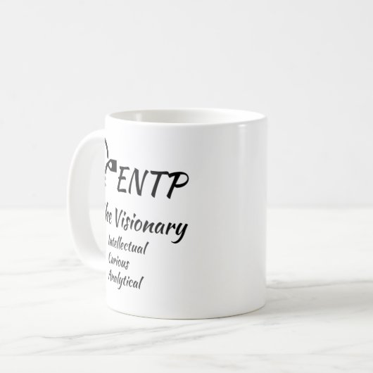 ENTP MBTI Myers-Briggs Typindikator Persönlichkeit Kaffeetasse (Vorderseite Links)