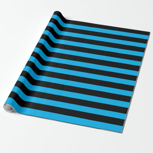 Entpackpapier für Sky Blue und Black Stripes Geschenkpapier (Ungerollt)
