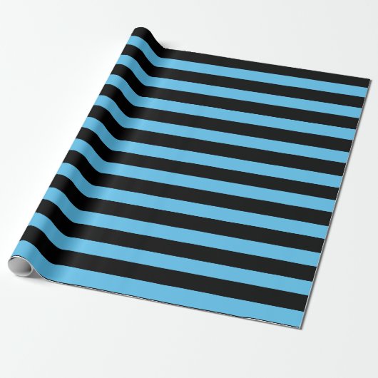 Entpackpapier für Sky Blue und Black Stripes Geschenkpapier (Ungerollt)
