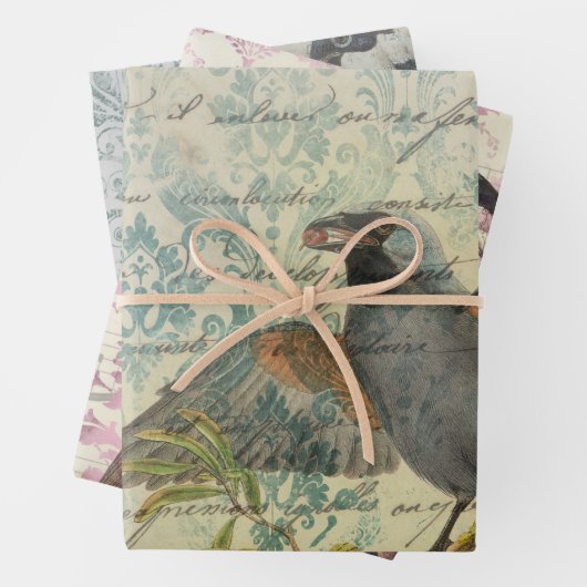 Entpackpapier für Vintage Vogelgrippe Geschenkpapier Set (Beispiel)