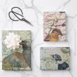 Entpackpapier für Vintage Vogelgrippe Geschenkpapier Set