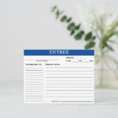 Entree Recipe Card Einladungspostkarte (Stehend Vorderseite)