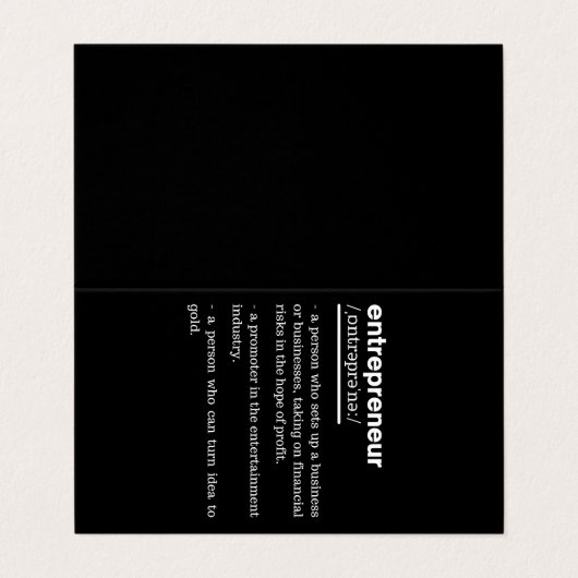 Entrepreneur Definition Funny Business Owner Gift Visitenkarten (Außenseite Aufgefaltet)