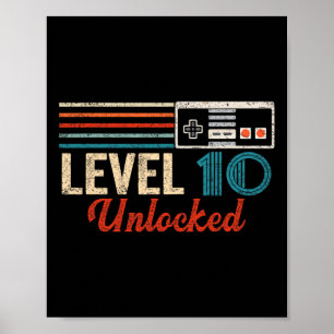Entriegelter Videospielsteuerelement der Stufe 10 Poster