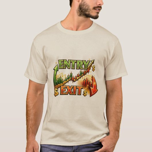 Entry Exit Handelsstrategie Grafik Herren T-Shirt (Vorderseite)