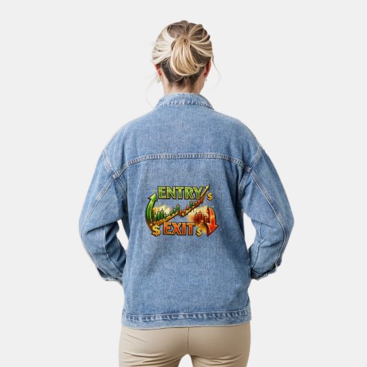 Entry Exit Trading Strategy Graphic Women’s Denim  Jeansjacke (Modell)