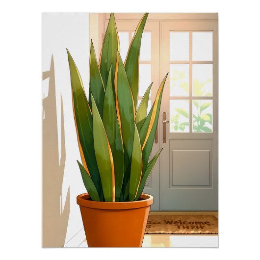 Entryway Potted Snake Plant-Positive Intentions Poster (Vorderseite)