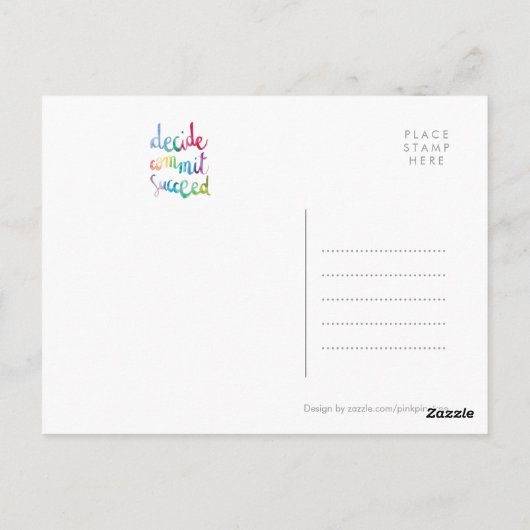 Entscheiden Sie für die erfolgreiche Commit farben Postkarte (Rückseite)