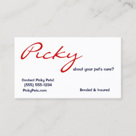 Entscheiden Sie sich für die Pflege von Haustieren Visitenkarte