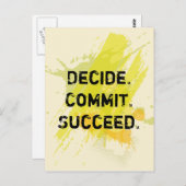 Entscheiden Sie. Verpflichtung. Erfolg. Motivieren Postkarte (Vorne/Hinten)