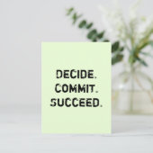 Entscheiden Sie. Verpflichtung. Erfolg. Motivieren Postkarte (Stehend Vorderseite)