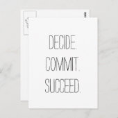 Entscheiden Sie. Verpflichtung. Erfolg. Motivieren Postkarte (Vorne/Hinten)