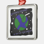 Entscheidender Frisbee aus dieser Welt heraus Silbernes Ornament (Links)