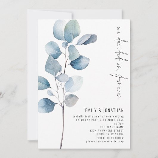 Entscheidet für Eukalyptus QR Code Wedding Einladung (Vorderseite)