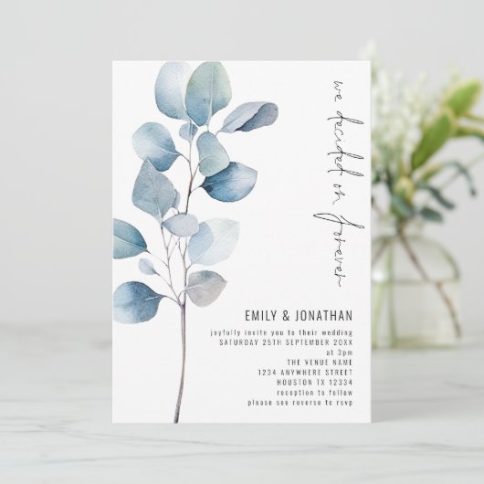 Entscheidet für Eukalyptus QR Code Wedding Einladung (Stehend Vorderseite)