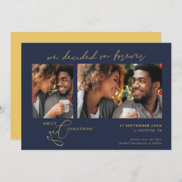 Entscheidet für Forever Script 2 Fotos Navy Gold Save The Date