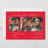 Entscheidet für Forever Script 2 Fotos Red White Save The Date (Vorderseite)