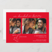 Entscheidet für Forever Script 2 Fotos Red White Save The Date (Vorne/Hinten)