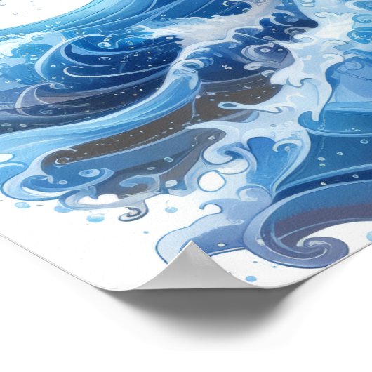 Entschlackend blaue Waves auf weißem Hintergrundpl Poster (Ecke)