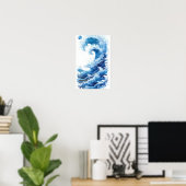 Entschlackend blaue Waves auf weißem Hintergrundpl Poster (Heimbüro)