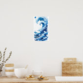 Entschlackend blaue Waves auf weißem Hintergrundpl Poster (Küche)