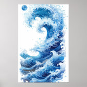 Entschlackend blaue Waves auf weißem Hintergrundpl Poster (Vorne)