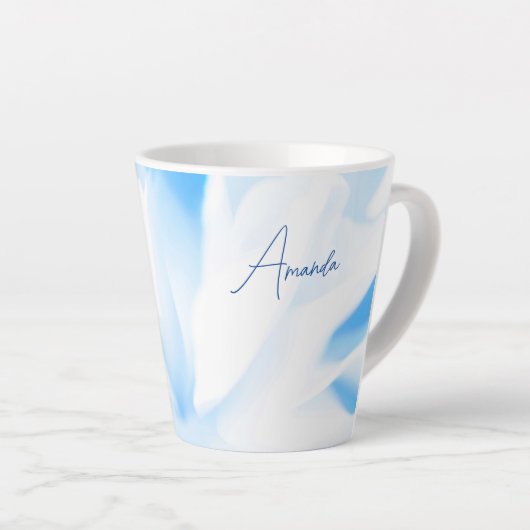 Entschlackende blaue Blütendrucke Kleine Latte-Tas Milchtasse (Rechte Ecke)