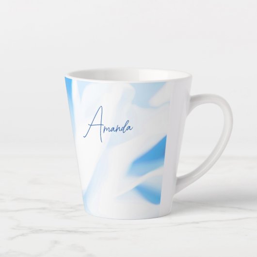 Entschlackende blaue Blütendrucke Kleine Latte-Tas Milchtasse (Rechts)